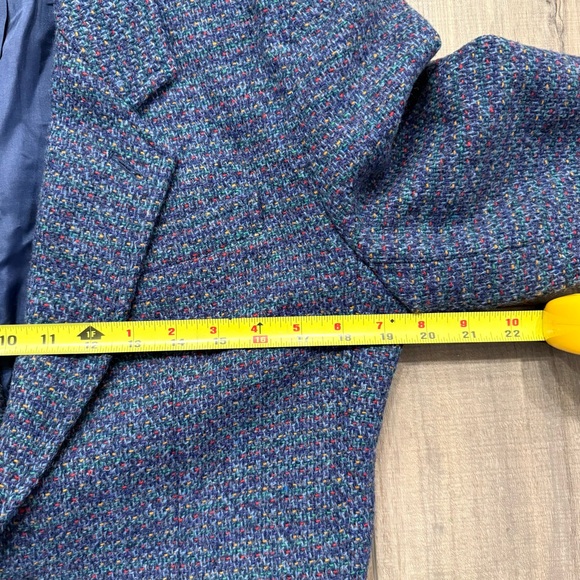Vintage Liz Wear Liz Claiborne Blue Tweed Jacket Blazer Coat Petite 6 Wool Blend - Picture 5 of 8